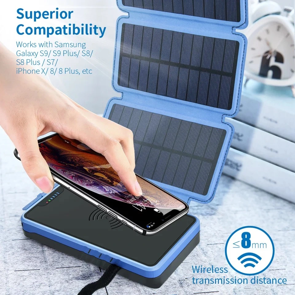 Mobile Portable Foldable Wireless Qi Charger 20000mAh Solar Power Bank