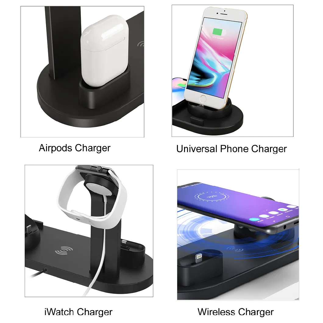 Universal Multi Qi Wireless Charger 3 in 1 Dock Stand Compatible for Watch Air Pod White 10 Years Factory Free Sample