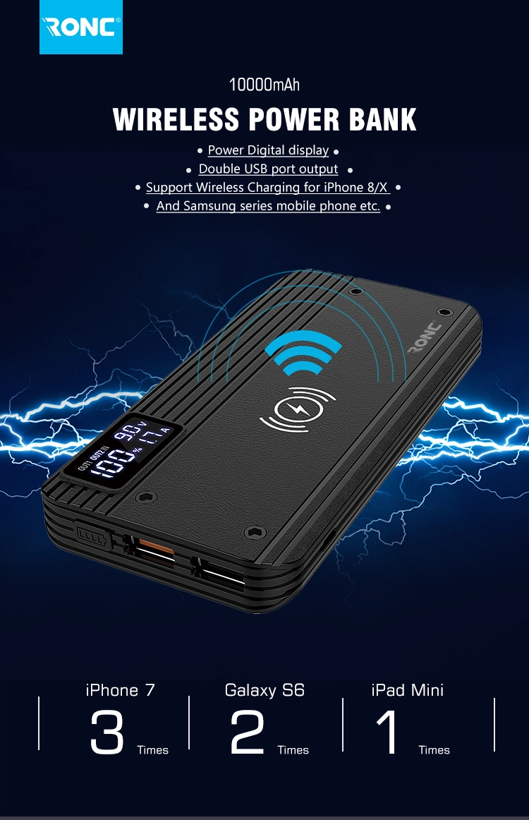 Wireless Charger Mobile Power Bank 10000mAh with Qi wireless Charging