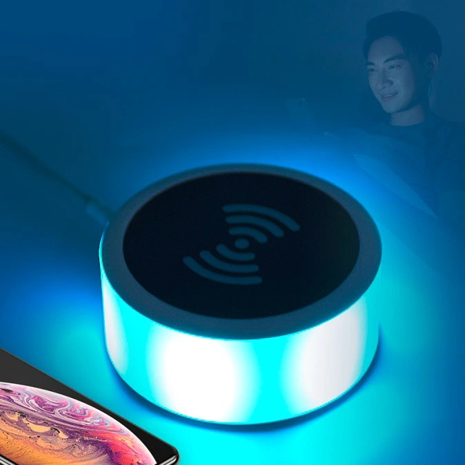 LED Light Desktop Quick 15W USB Wireless Charger Qi Fast Wireless Charging with Changeable LED Color for Any Qi-Enabled Devices