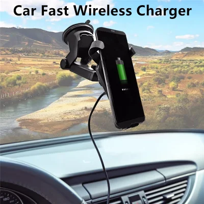Infrared Automatic Sensor Cell Phone Fast Wireless Car Charger with Holder
