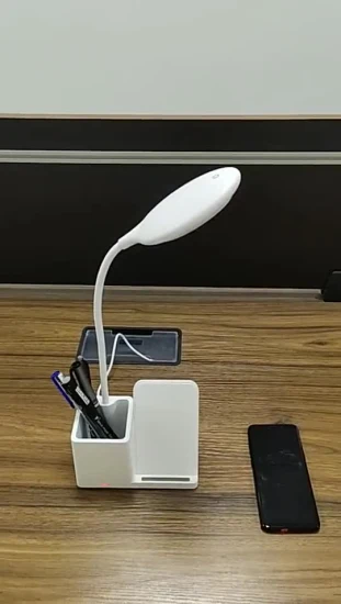 Mobile Phone Wireless Charger with Pen Holder LED Lamp
